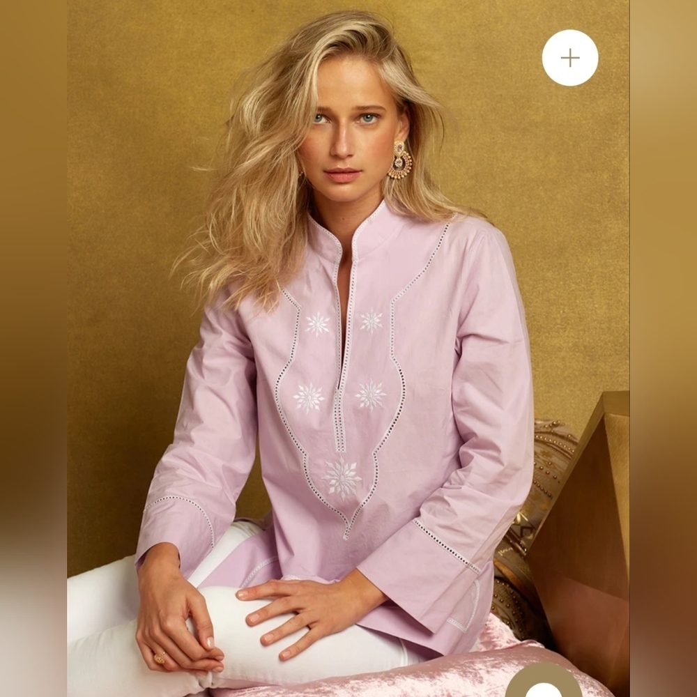 Nicoblu Jacaranda Tunic in Sunset Lavender and White Embroidery Size M